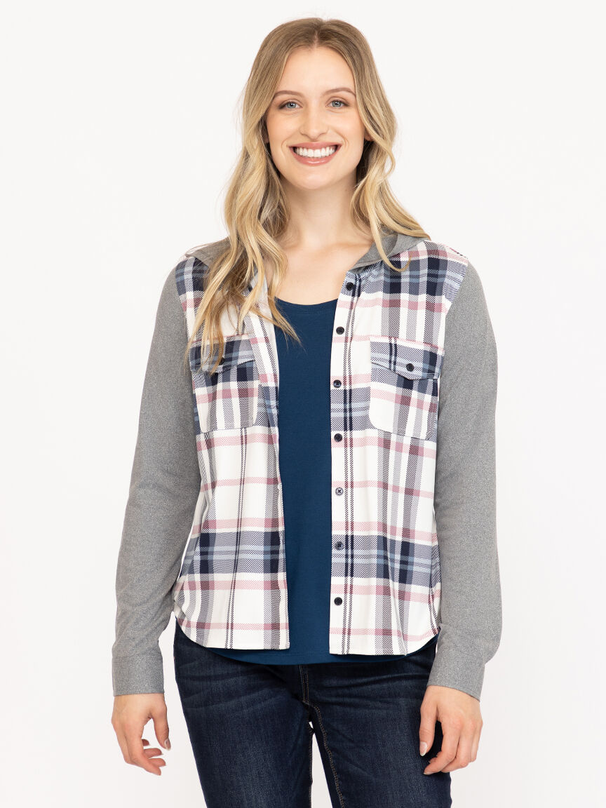 Women's Knit Plaid Hoodie