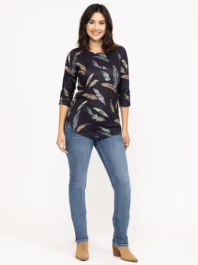 Women's Feather Side Button Top Women's Feather Side Button Top