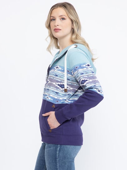 Women's Geo Colour Block Zip Hoodie Women's Geo Colour Block Zip Hoodie