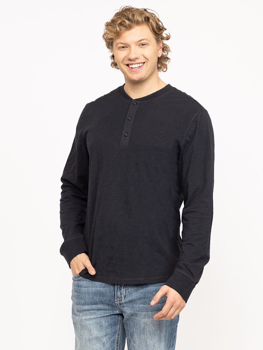 Men's Washed Henley Tee
