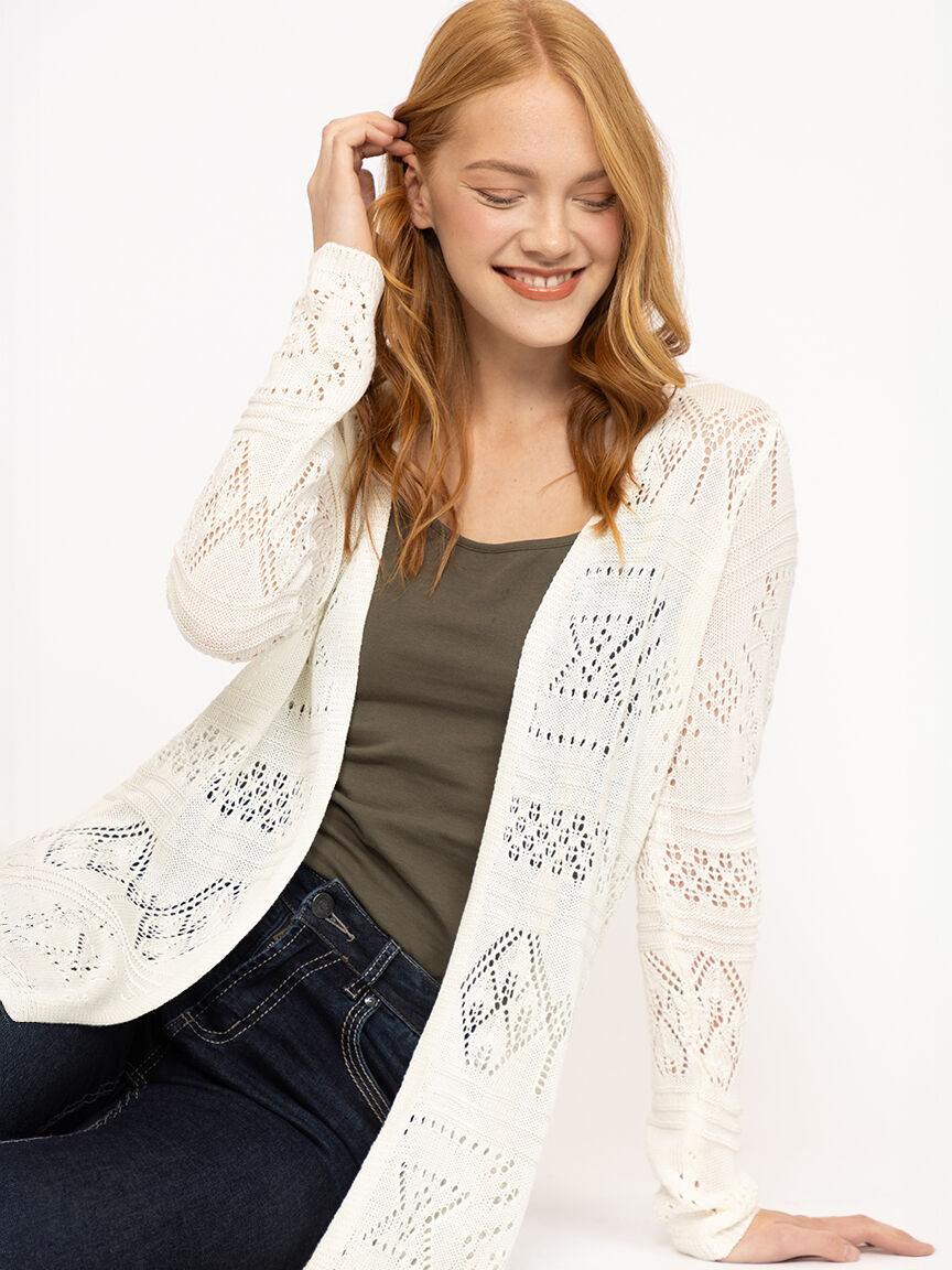 Women's Geometric Pointelle Duster