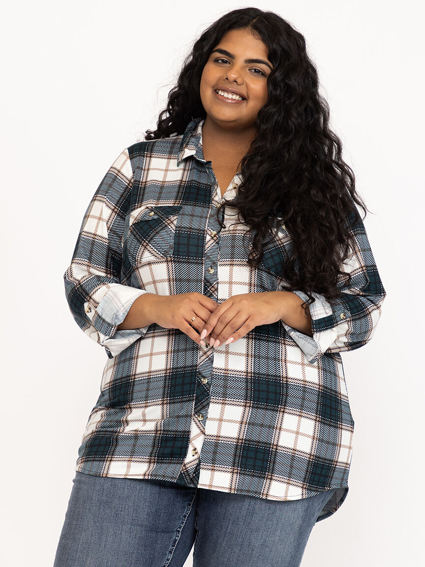Women's Brushed Knit Plaid Shirt