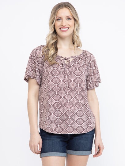 Women's Geo Peasant Top Women's Geo Peasant Top