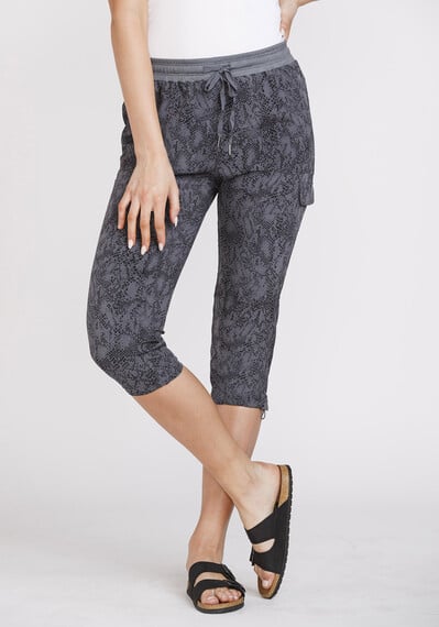 Women's Snake Skin Print Cargo Capri Women's Snake Skin Print Cargo Capri Image 1