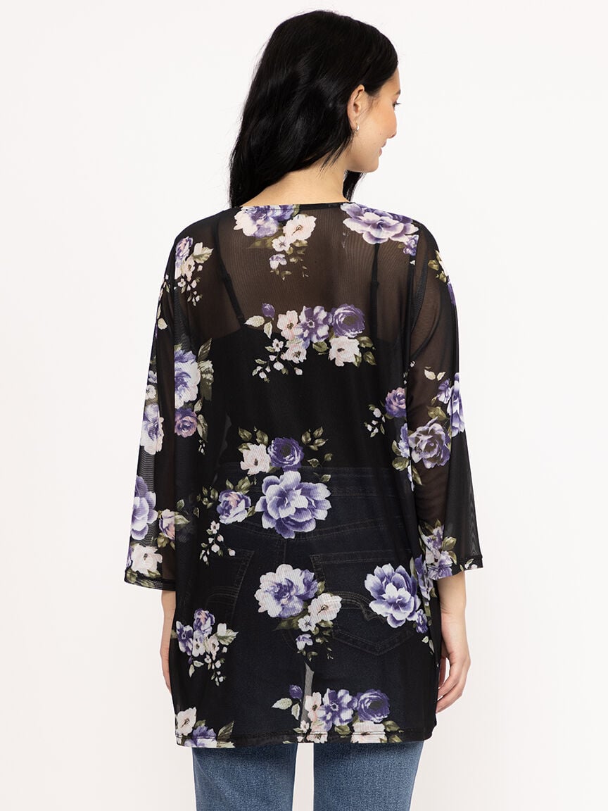 Women's Floral Mesh Cardigan