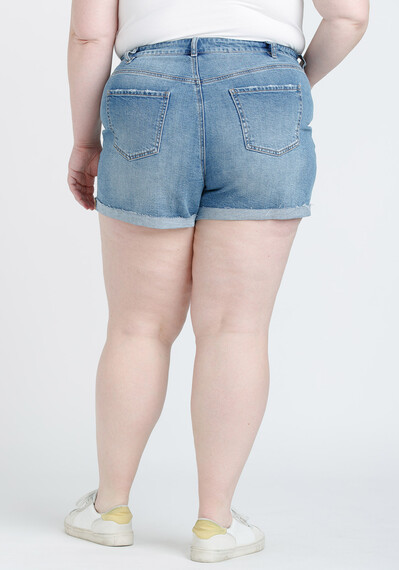 Women's Plus High Rise Destroyed Cuffed Short Image 2