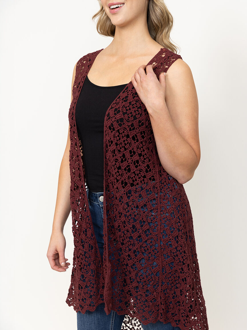 Women's Long Crochet Vest
