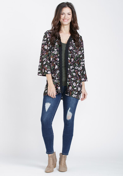 Women's Floral Ribbed Cardigan Image 3