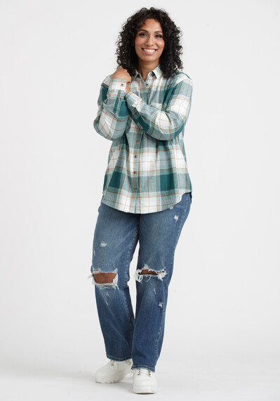 Women's Boyfriend Flannel Plaid Shirt Image 4