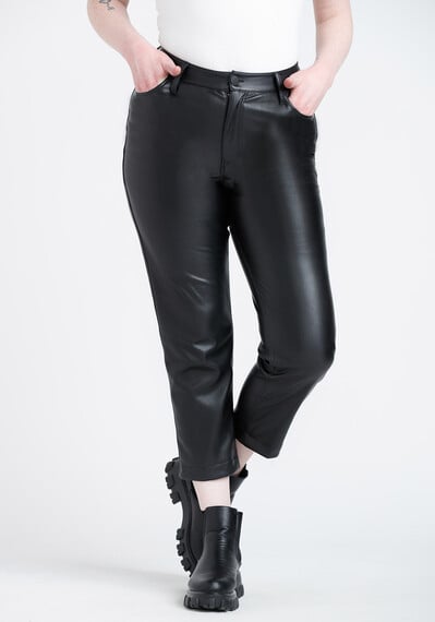 Women's High Rise Faux Leather Straight Crop Pant Image 2