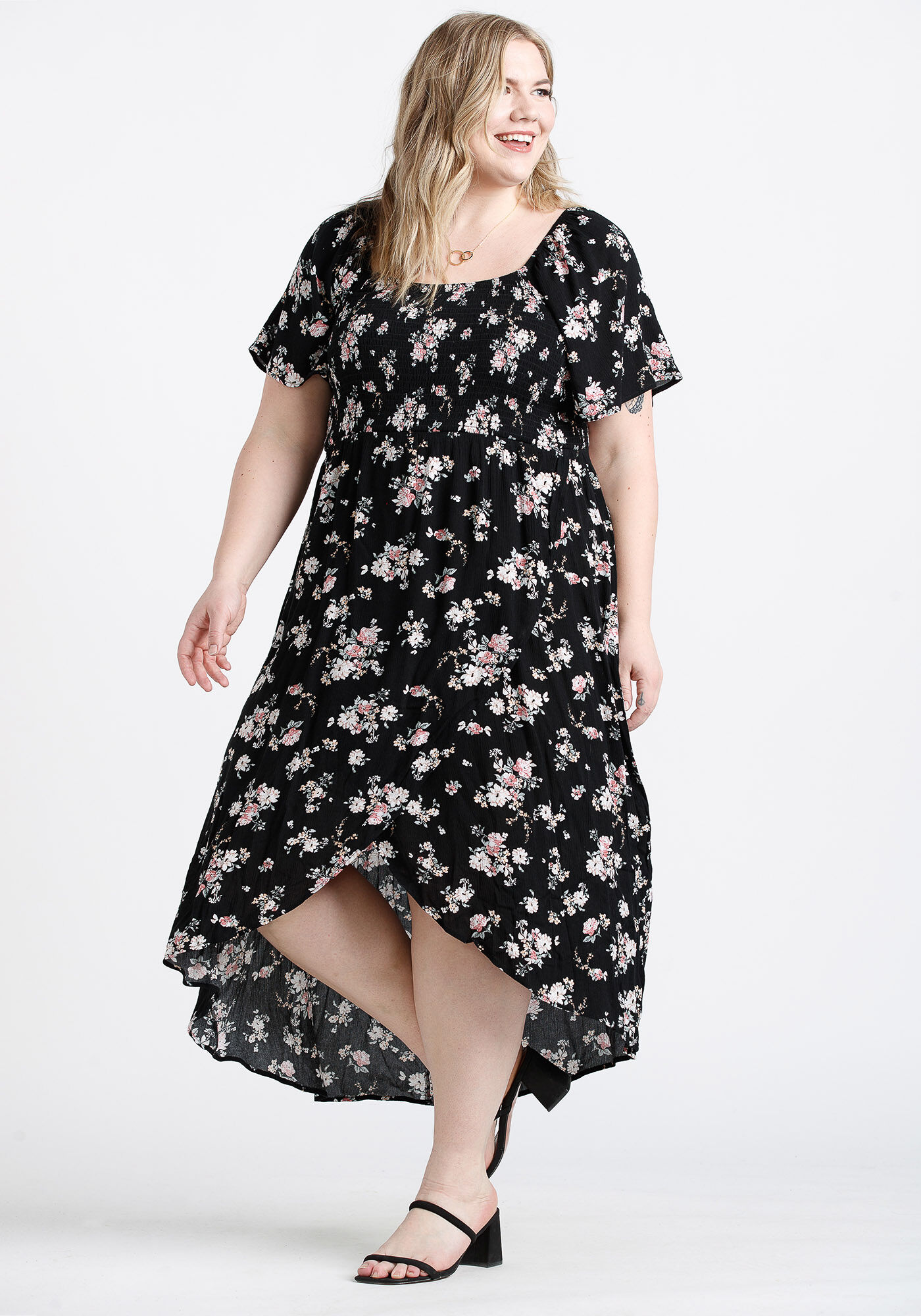 High low wrap dress with sleeves outlet