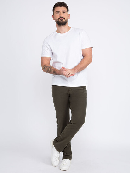 Men's Olive Slim Straight Jeans Image 1