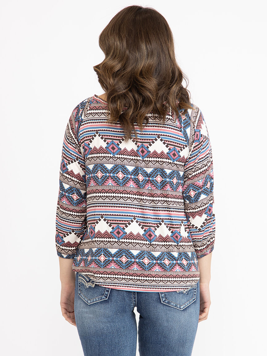Women's Geo Peasant Top
