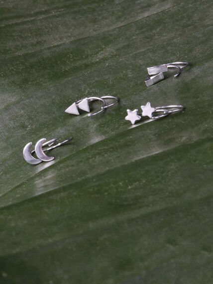 Women's Half Hoop Opal Trend Earrings Women's Half Hoop Opal Trend Earrings Image 3