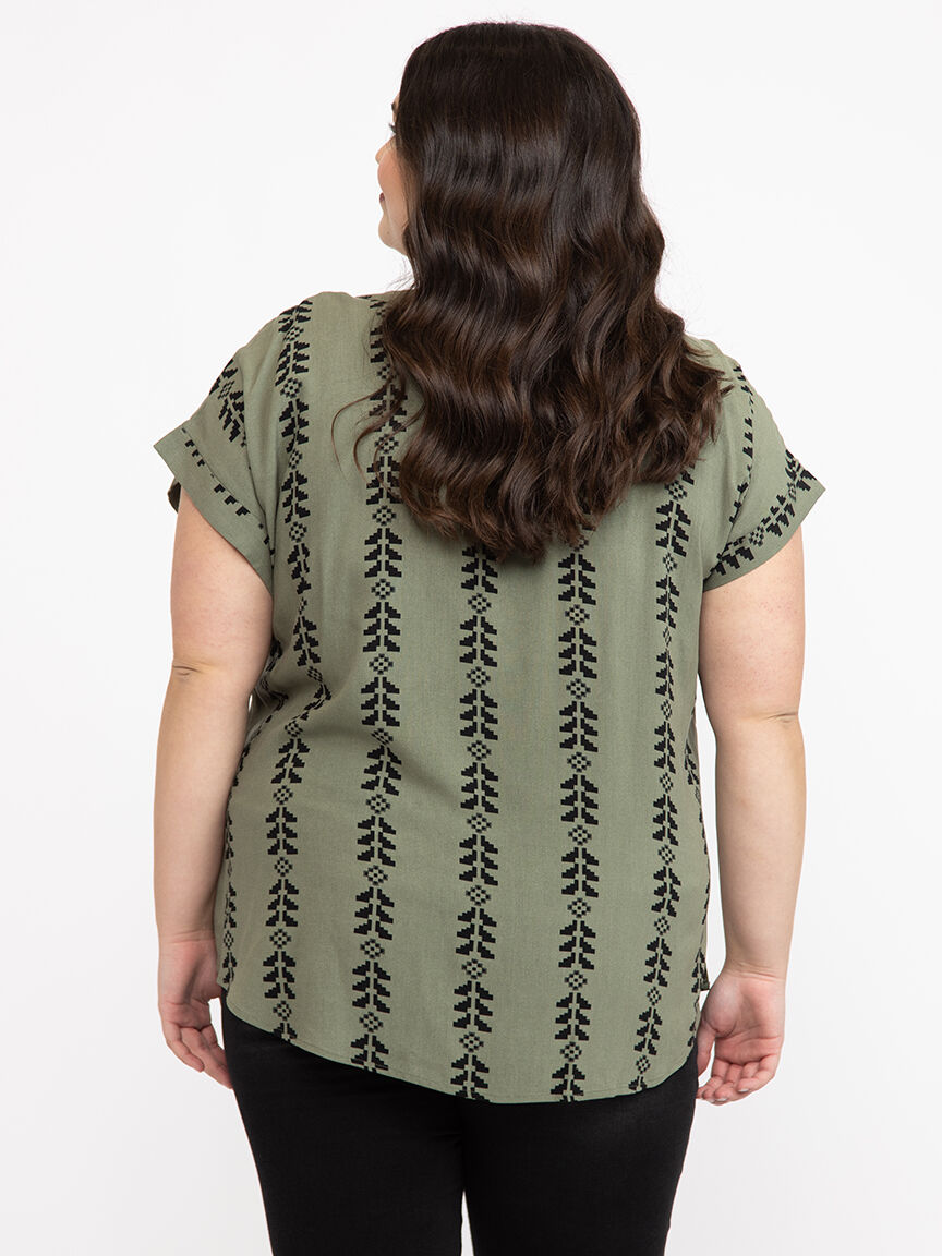 Women's Geo Button Front Top