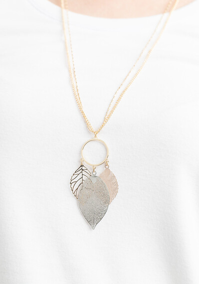 Filagree Leaf Trio on Hoop Double Chain Filagree Leaf Trio on Hoop Double Chain Image 4