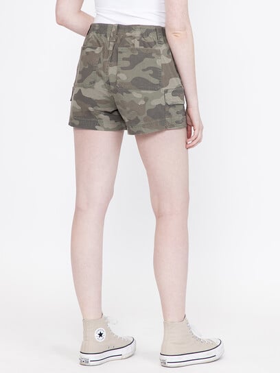 Women's High Rise Stretch Camo Cargo Shortie Women's High Rise Stretch Camo Cargo Shortie