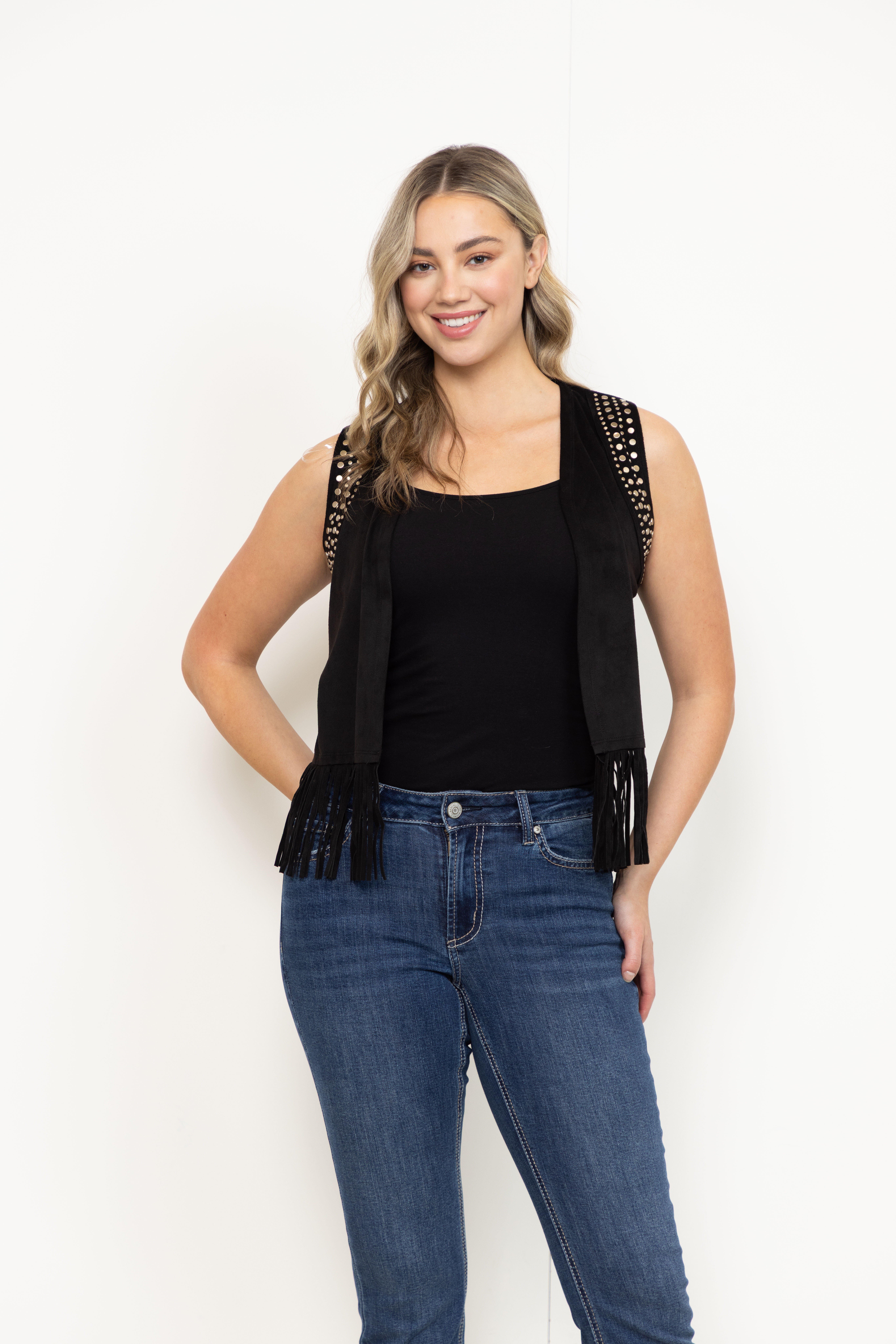 Women's Studded Fringe Vest