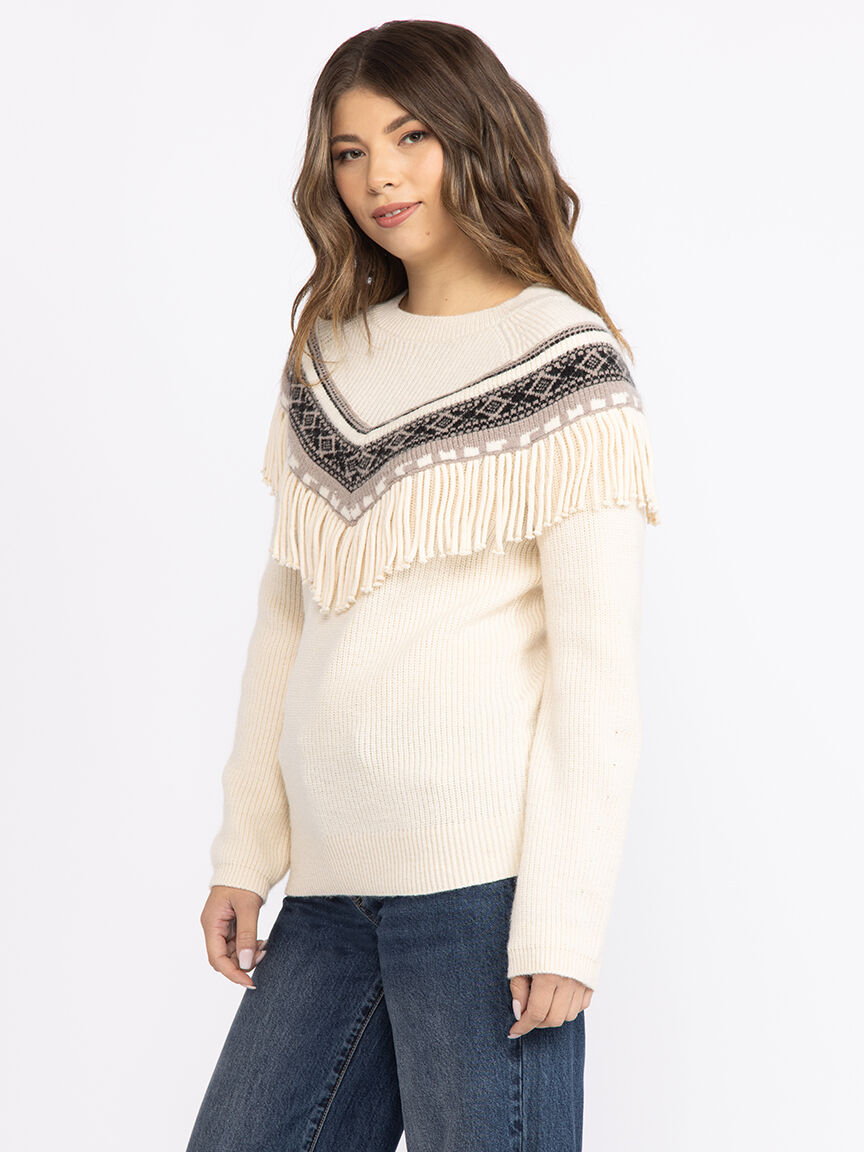 Women's Geometric Fringe Sweater Warehouse One