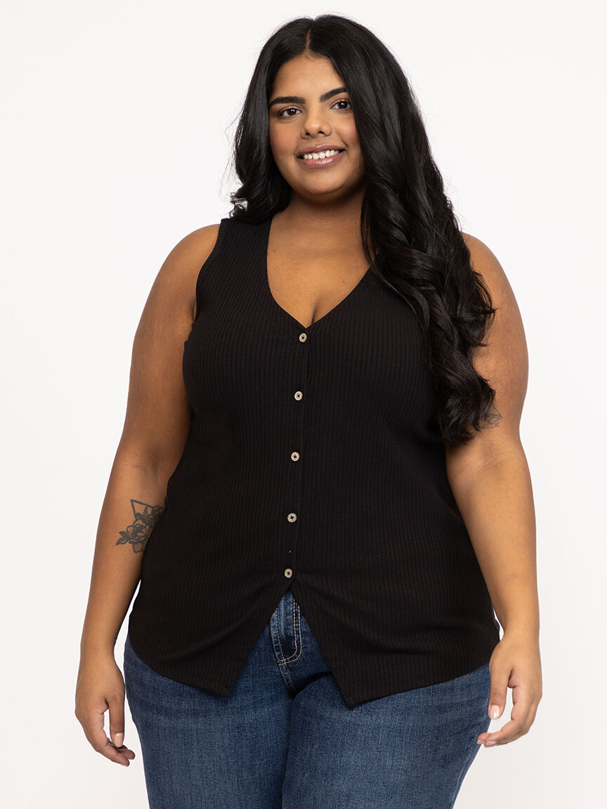 Women's Rib Button Front Tank