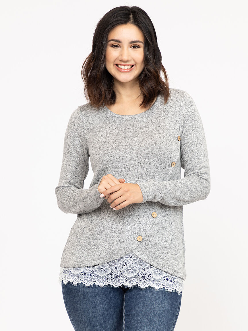 Women's Lace Botton Top