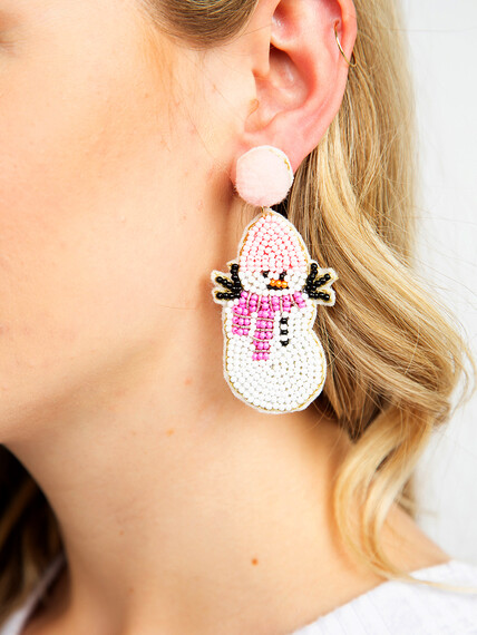 Women's Snowman Beaded Earrings Women's Snowman Beaded Earrings Image 4