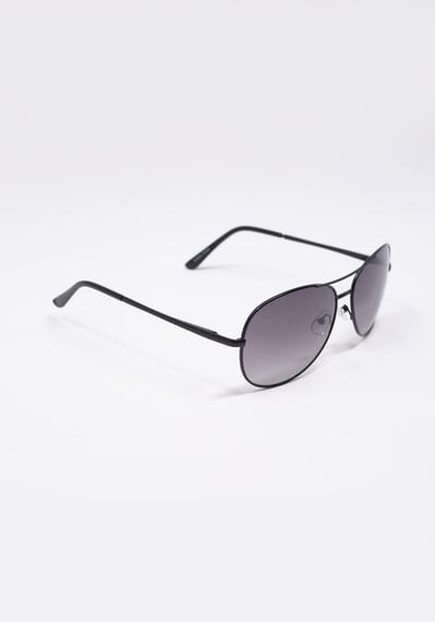 Men's Black Frame Aviator Sunglasses Image 6