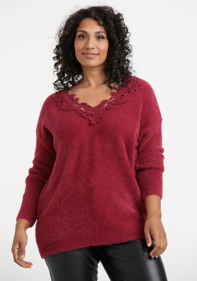 Women's Crochet Neckline Sweater Image 1