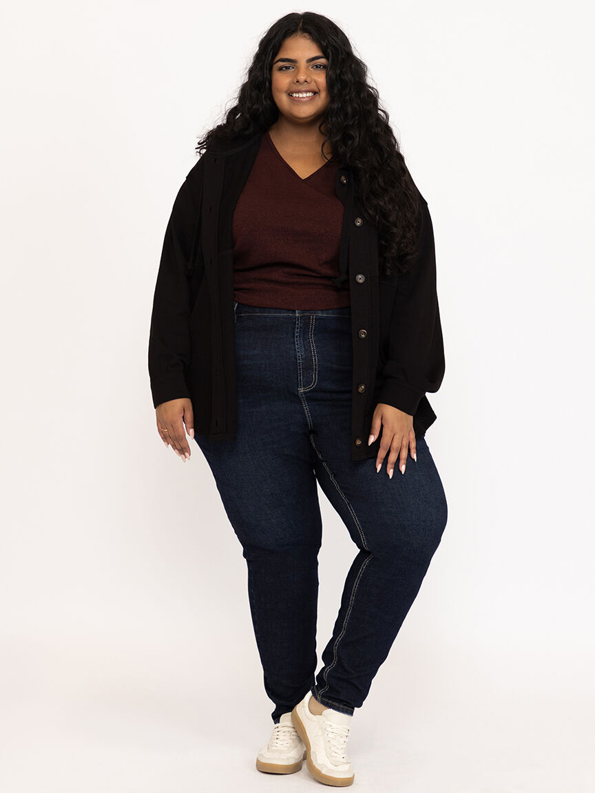 Women's Button Front Hooded Shirt