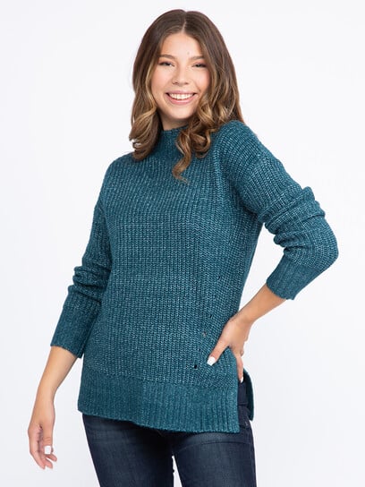 Women's Mock Neck Tunic Sweater