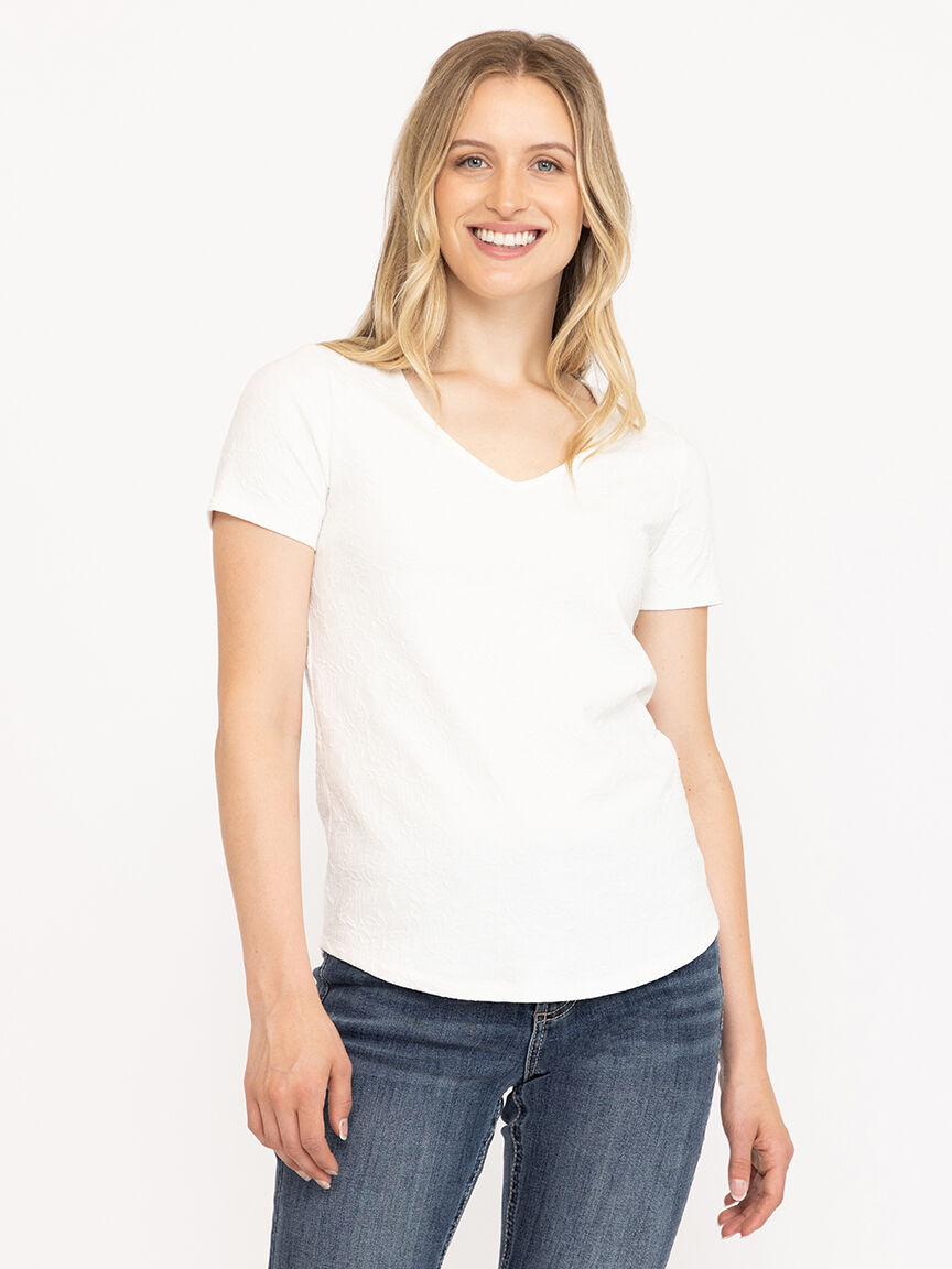 Women's Textured V Neck Tee