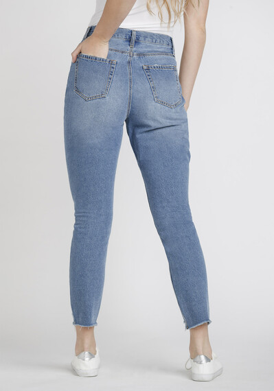 Women's High Rise Distressed Mom Jeans Image 2