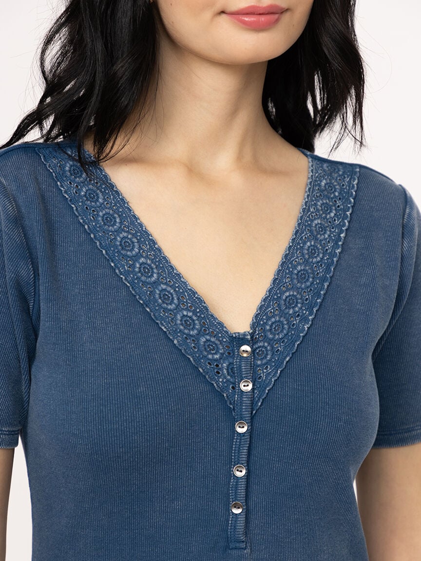 Women's Washed Rib Henley Tee