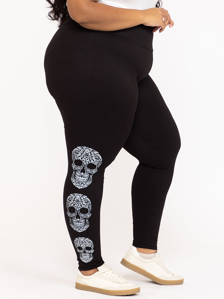 Women's Rhinestone Skull Legging