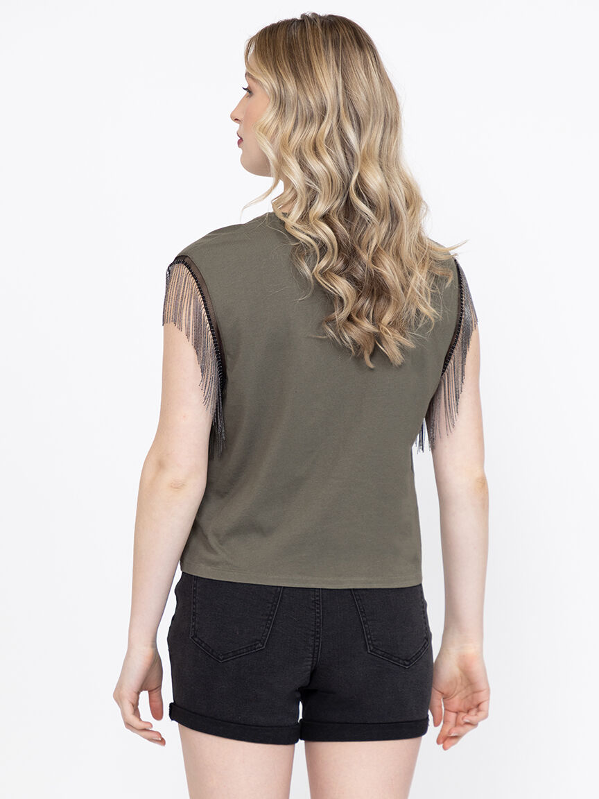 Women's Call The Shots Fringe Muscle Tee