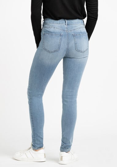 Women's 2 Button Rip & Repair Skinny Jeans