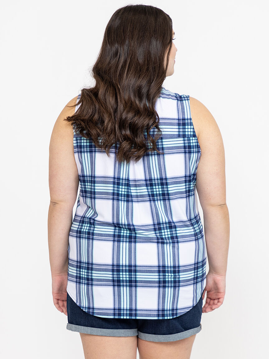 Women's Sleeveless Plaid Shirt