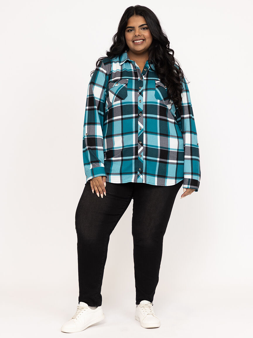 Women's Knit Plaid Hoodie