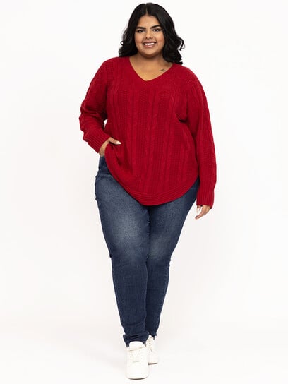 Women's V Neck Cable Tunic Women's V Neck Cable Tunic