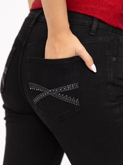 Women's Embellished Black Straight Leg Jeans Women's Embellished Black Straight Leg Jeans