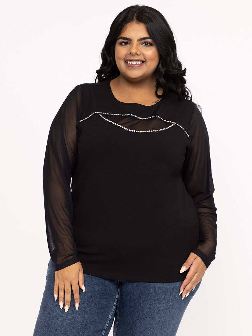 Women's Rhinestone Cut Out Top