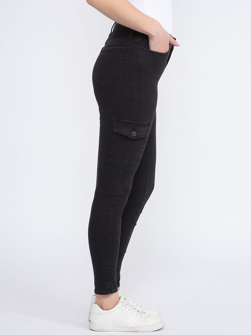 Women s Black Wash Cargo Skinny Jeans Warehouse One