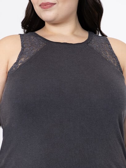 Women's Washed Tank With Lace Women's Washed Tank With Lace