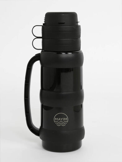 Insulated Thermos with 2 Cups, BLACK