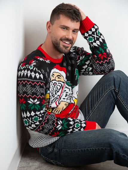 Men's Santa & Beer Sweater Image 1