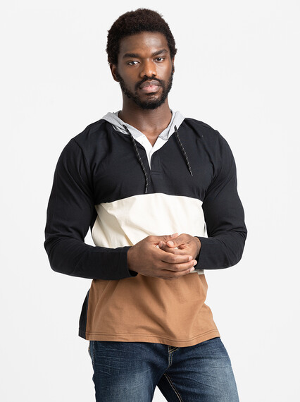 Men's Henley Hooded Shirt Image 1