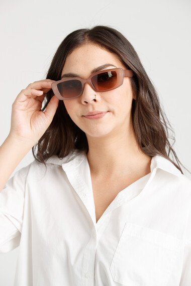 Women's Taupe Narrow Sunglasses Image 3