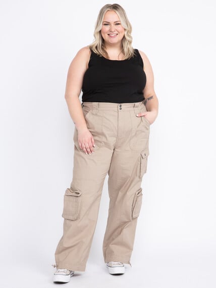 Women's Plus 2 Button Poplin Loaded Cargo Pants Image 1