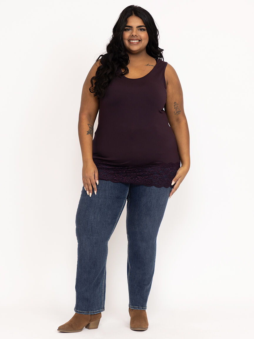 Women's Lace Trim Tunic Tank