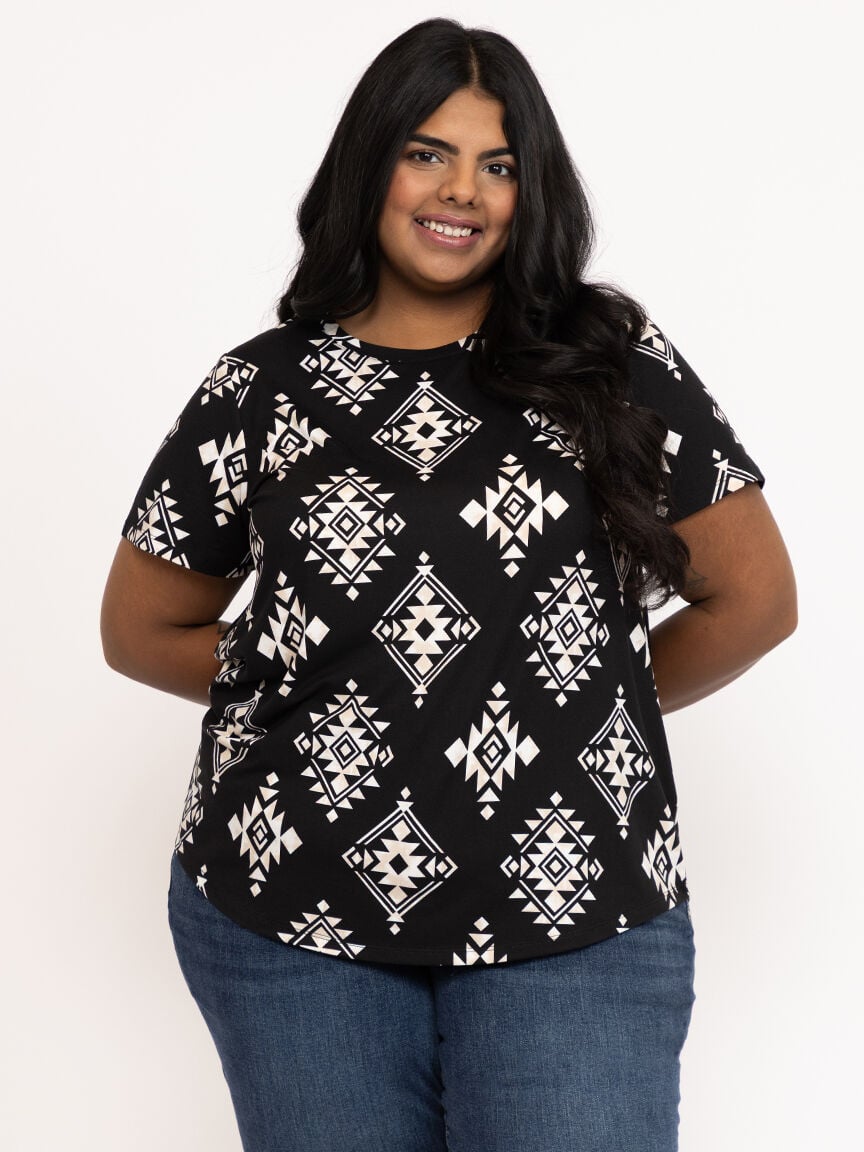 Women's Geometric Crew Neck Tee